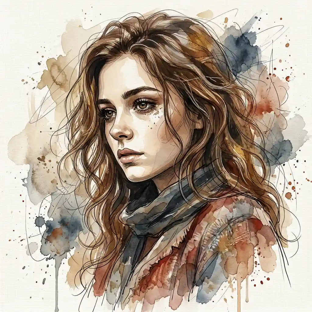 Expressive mixed-media portrait illustration — Art Styles Nano Banana prompt example, created with Pixazo AI