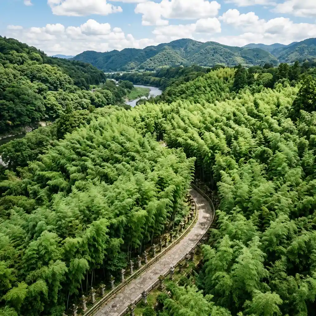 Realistic Aerial Bamboo Grove Landscape — Creative Nano Banana prompt example, created with Pixazo AI