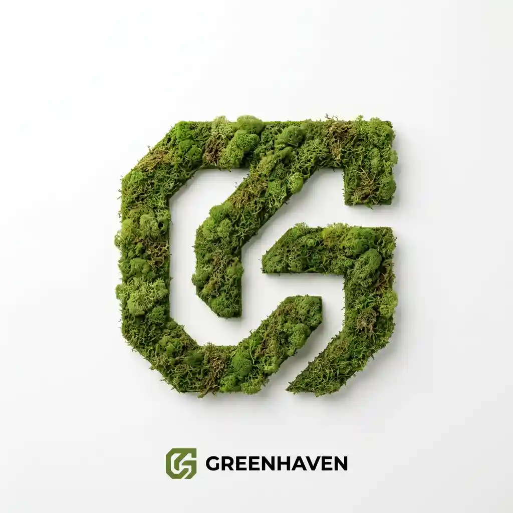 Moss-Textured Logo Icon on White Background — Logo & Branding Nano Banana prompt example, created with Pixazo AI