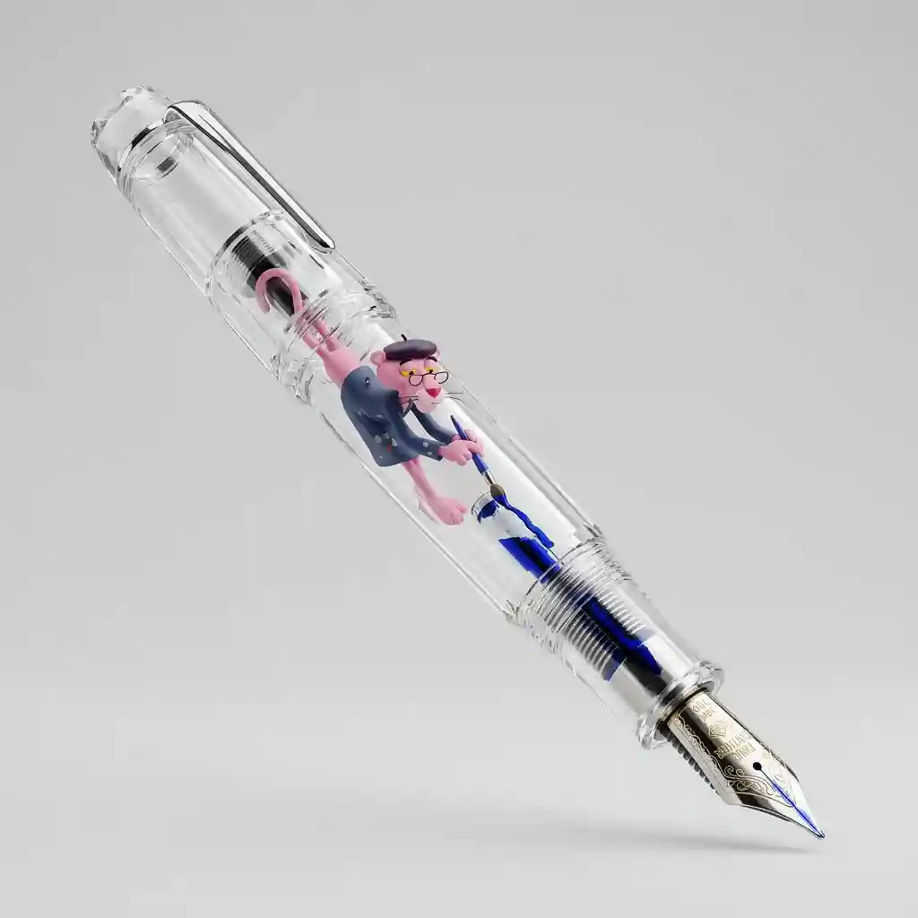 Pink Panther Crystal Fountain Pen — Product & E-commerce Nano Banana prompt example, created with Pixazo AI