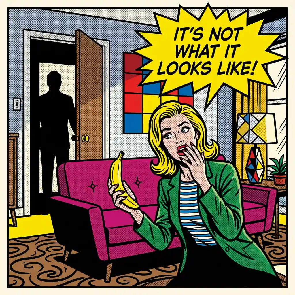 Pop Art Comic: Startled Woman with Banana — Anime & Cartoon Nano Banana prompt example, created with Pixazo AI