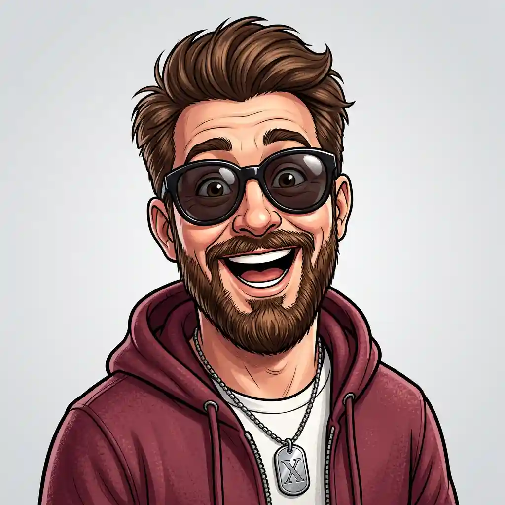 Excited Bearded Man Caricature Portrait — Anime & Cartoon Nano Banana prompt example, created with Pixazo AI