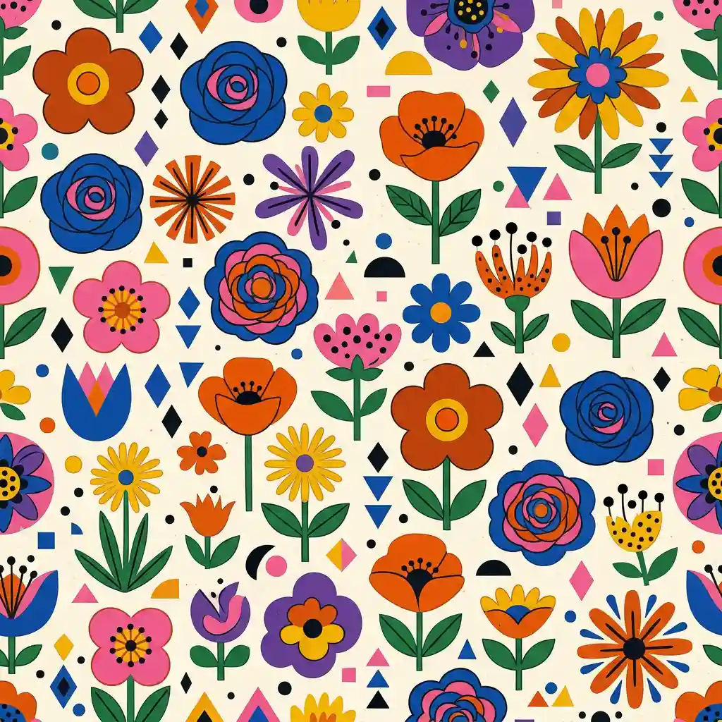 Vibrant Flat Illustration with Floral Geometric Pattern — Art Styles Nano Banana prompt example, created with Pixazo AI