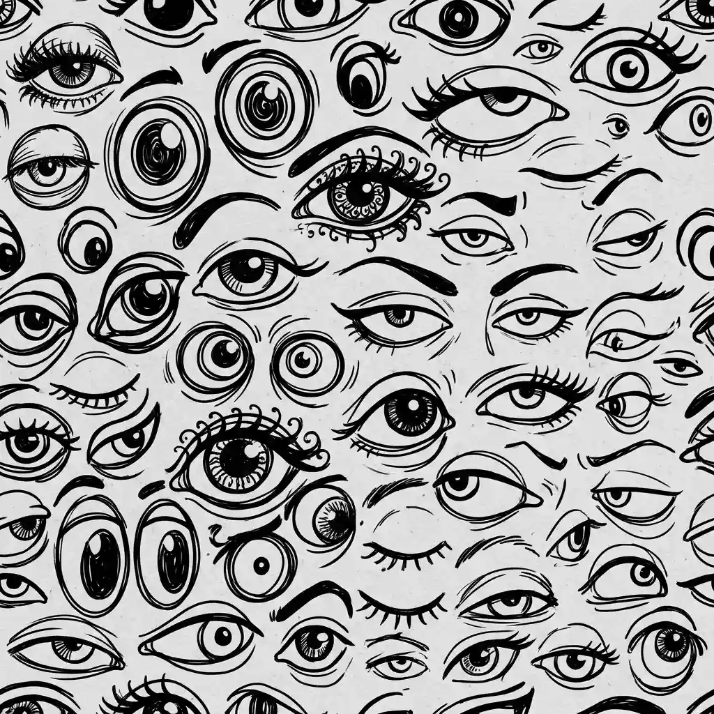 Black and White Hand-Drawn Eye Pattern — Art Styles Nano Banana prompt example, created with Pixazo AI