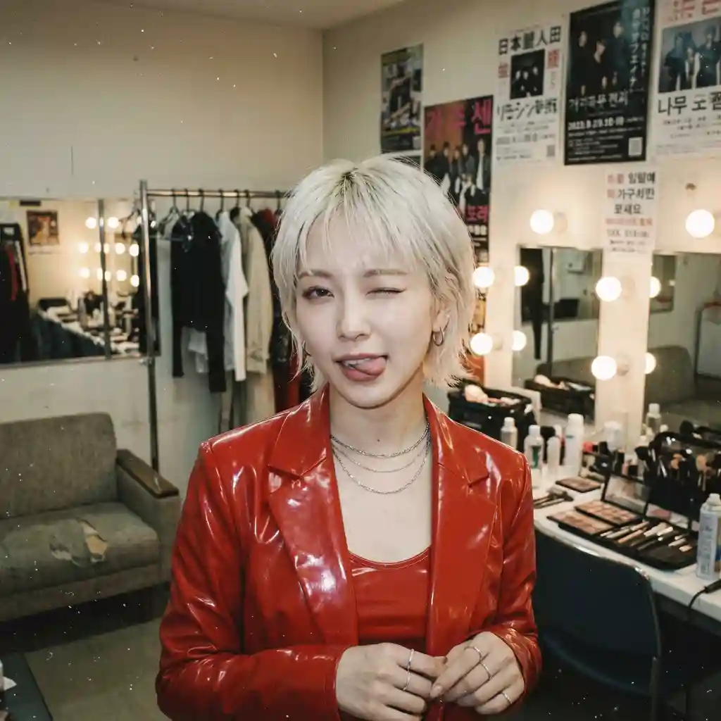 Japanese Analog Film Photo of Woman Backstage — Art Styles Nano Banana prompt example, created with Pixazo AI