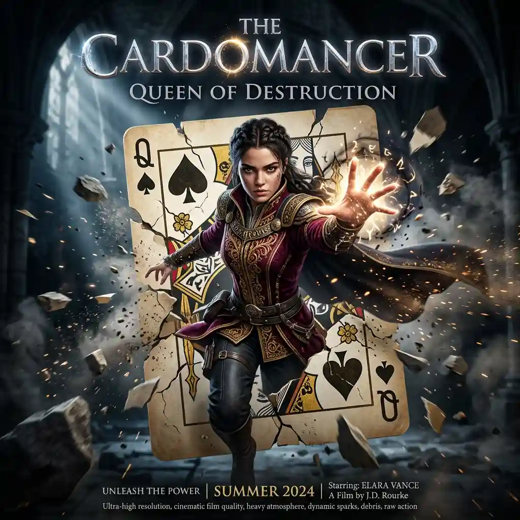 Cinematic Movie Poster: Sorceress Queen of Spades — Effects & Restore Nano Banana prompt example, created with Pixazo AI