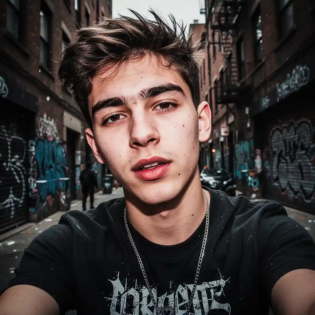 Edgy-Filter Selfie — Portraits & People FLUX.1 AI image prompt example