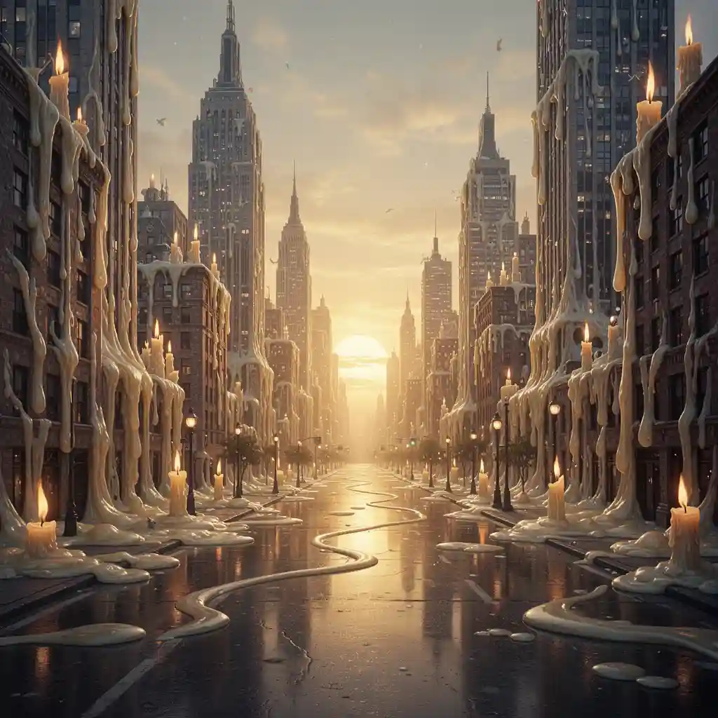 Melting Cityscape — Fantasy & Surreal FLUX.1 AI image prompt example