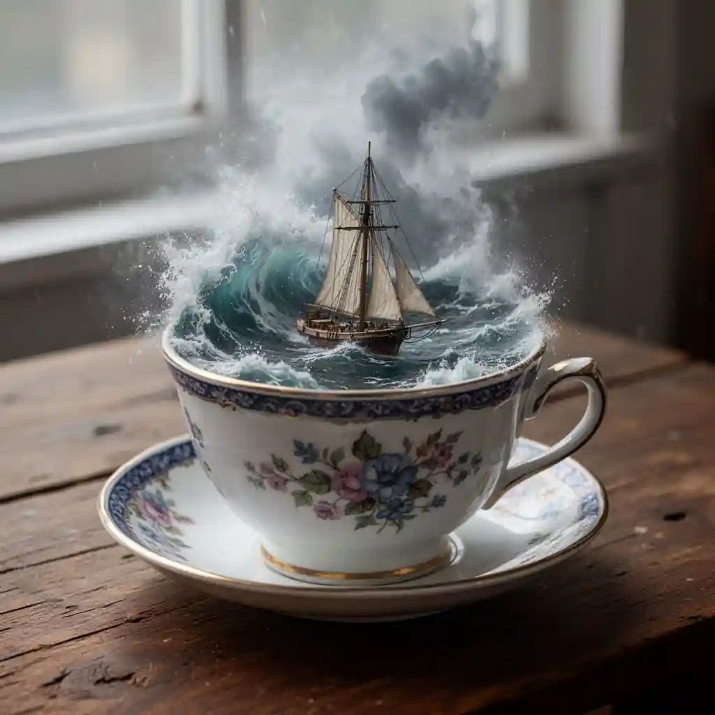 Teacup Ocean Storm — Fantasy & Surreal FLUX.1 AI image prompt example