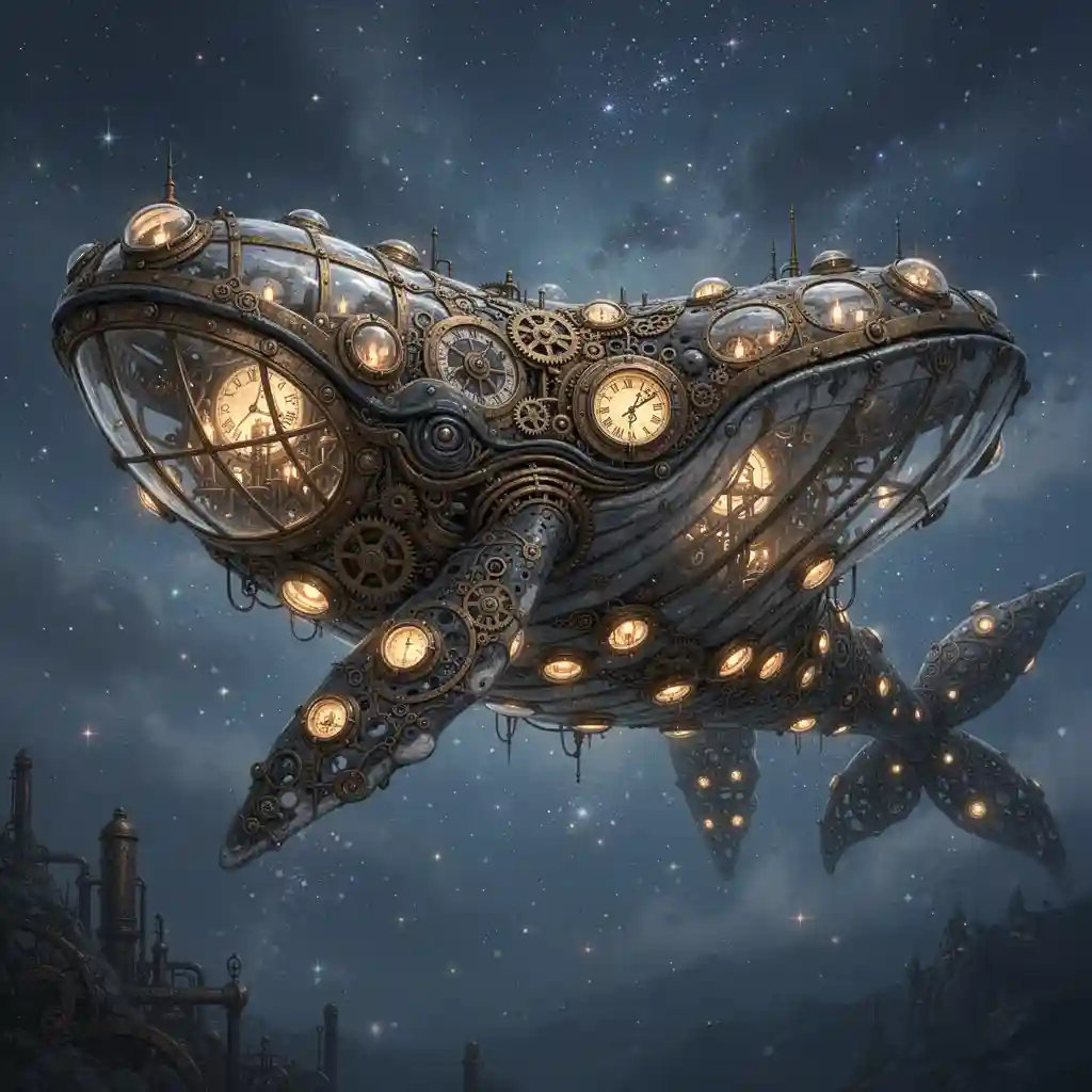 The Clockwork Whale — Fantasy & Surreal FLUX.1 AI image prompt example