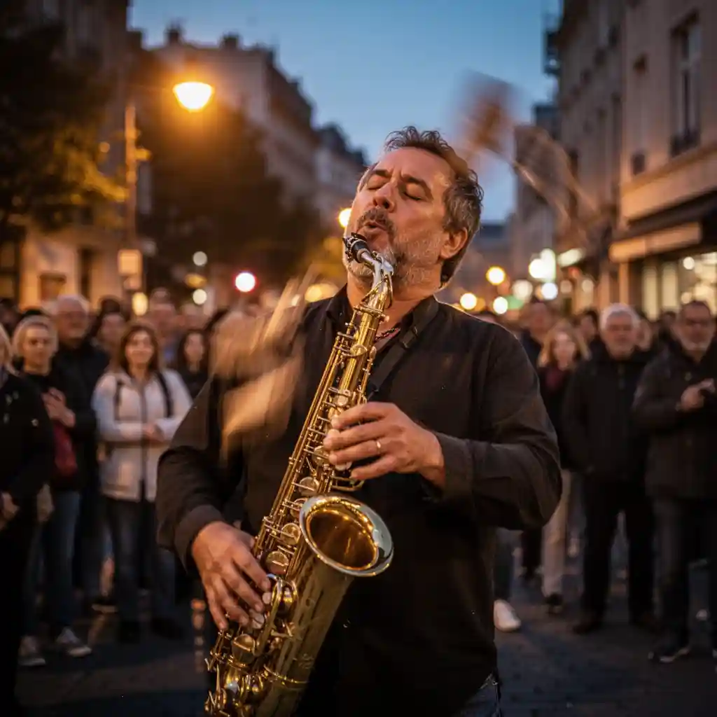 The Street Musician — Portraits & People FLUX.1 AI image prompt example