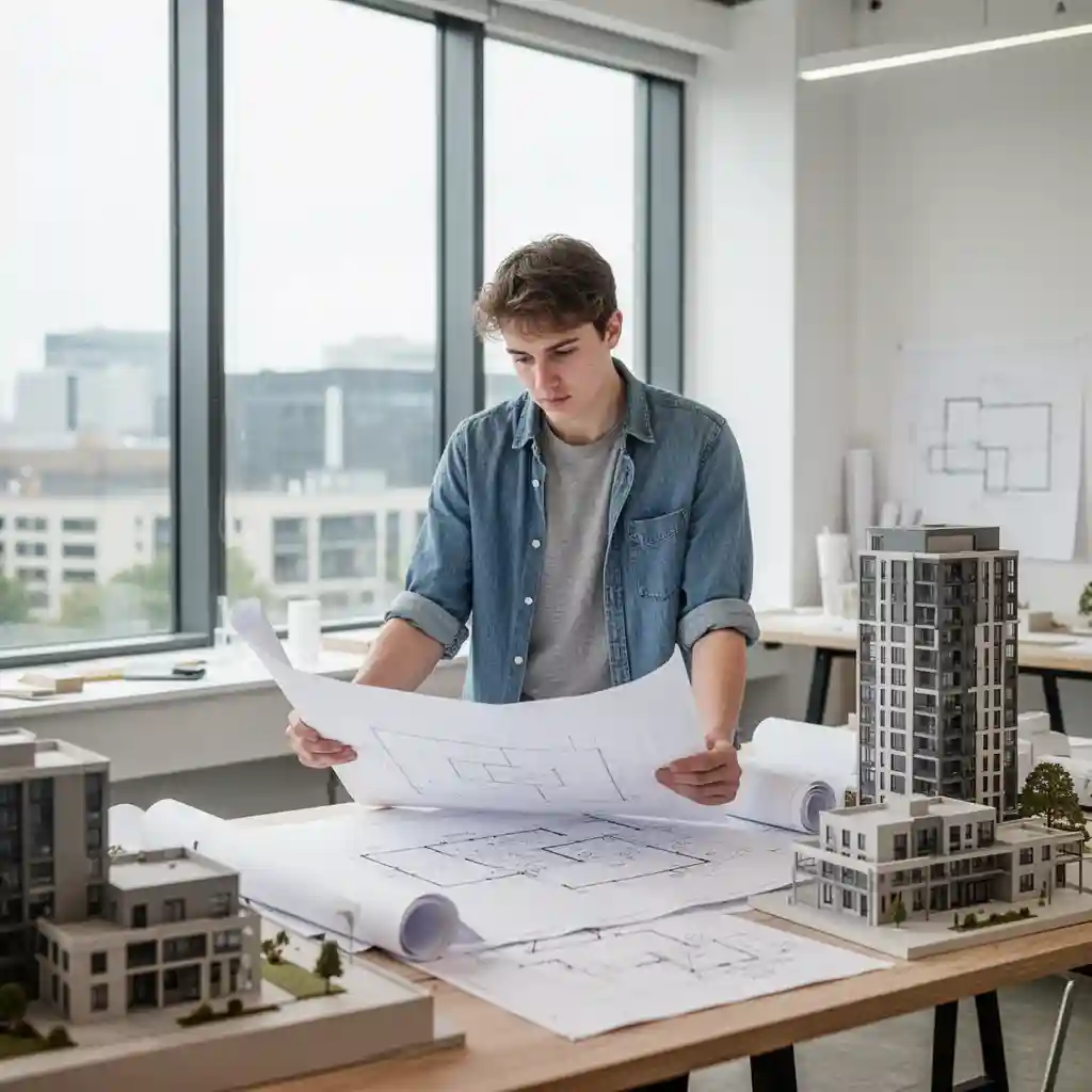 Young Architect — Portraits & People FLUX.1 AI image prompt example