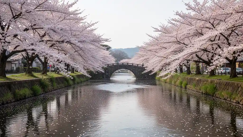 Cherry Blossom River — Nature & Landscapes FLUX.1 AI image prompt example