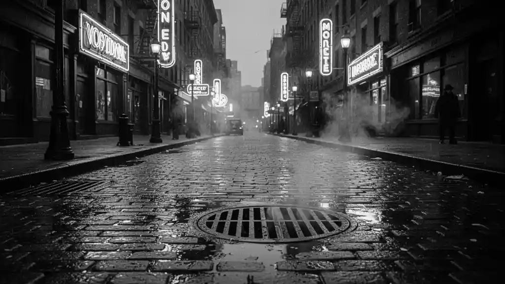 Film-Noir Rain Street — Cinematic & Motion FLUX.1 AI image prompt example
