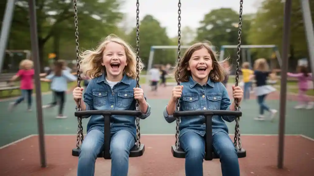 Kids on the Swings — Cinematic & Motion FLUX.1 AI image prompt example