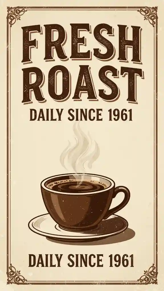 'FRESH ROAST' Cafe Poster — Posters & Text FLUX.1 AI image prompt example