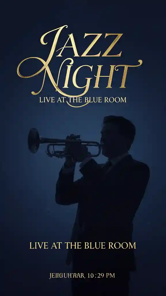 'JAZZ NIGHT' Gig Poster — Posters & Text FLUX.1 AI image prompt example