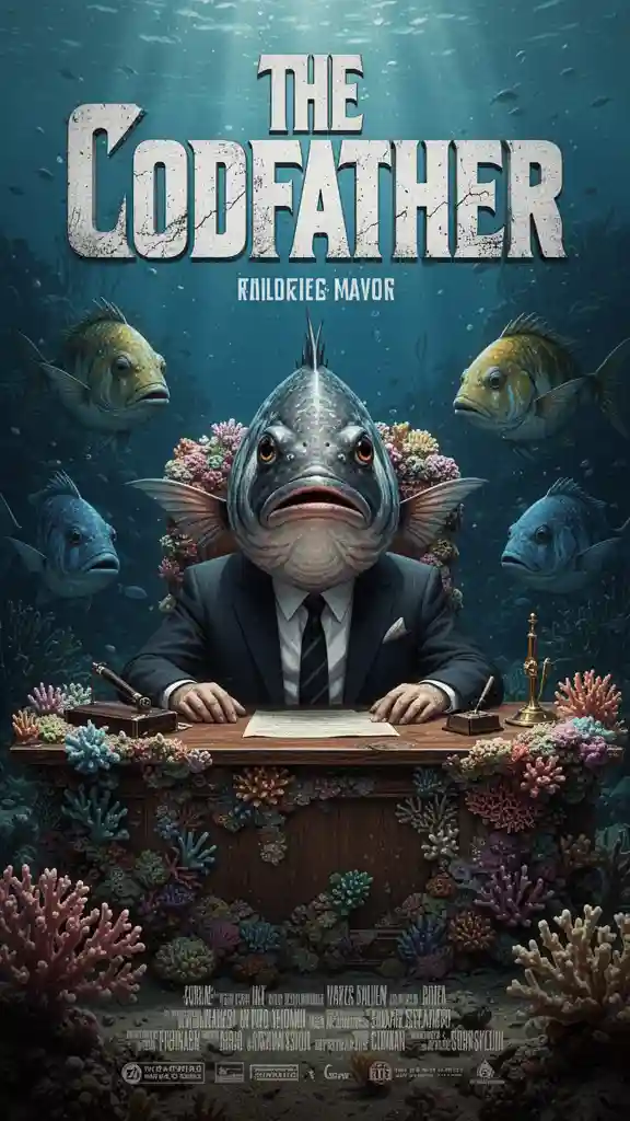 'The Codfather' Movie Poster — Posters & Text FLUX.1 AI image prompt example