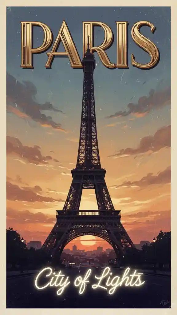 Paris Travel Poster — Posters & Text FLUX.1 AI image prompt example