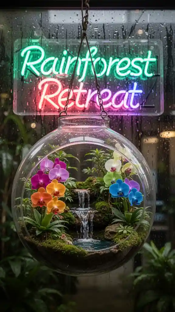 Rainforest Retreat Terrarium — Posters & Text FLUX.1 AI image prompt example