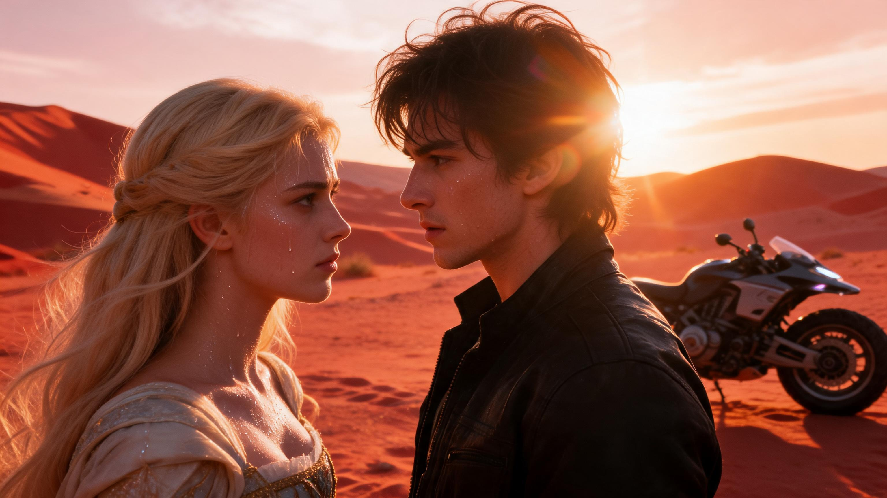 Desert sunset romance